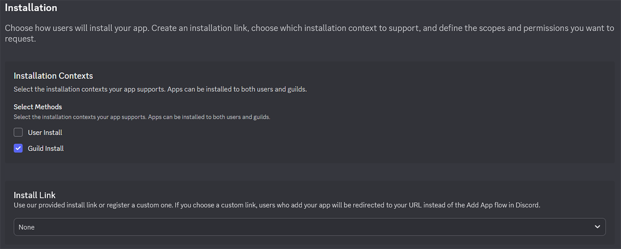 How the Installation options should look like for most people.